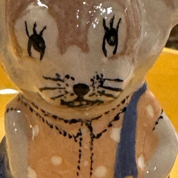 Homemade 1966 vintage ceramic cheese server with mouse topper lid